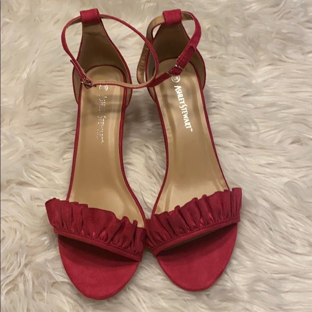 RED ANKLE STRAP SANDALS